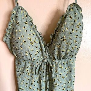 No Boundaries Green Floral Mini Dress